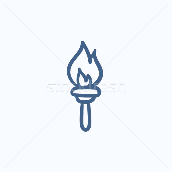 Brandend toorts schets icon vector geïsoleerd Stockfoto © RAStudio
