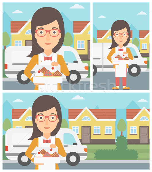 Baker delivering cakes vector illustration. Stock photo © RAStudio