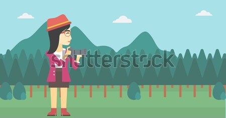 女性 水まき ツリー アジア 山 ストックフォト © RAStudio
