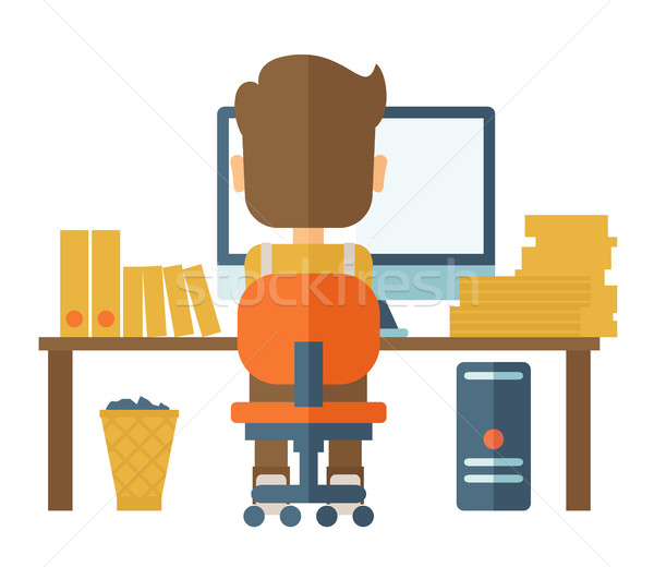 Man working with his computer. Stock photo © RAStudio
