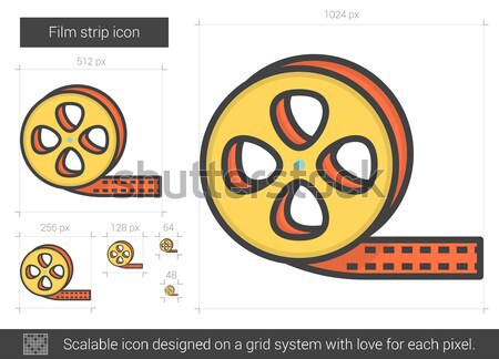 Stockfoto: Filmstrip · lijn · icon · vector · geïsoleerd · witte