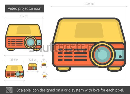 Video proiector linie icoană vector izolat Imagine de stoc © RAStudio