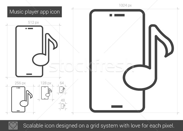 Muziekspeler app lijn icon vector geïsoleerd Stockfoto © RAStudio