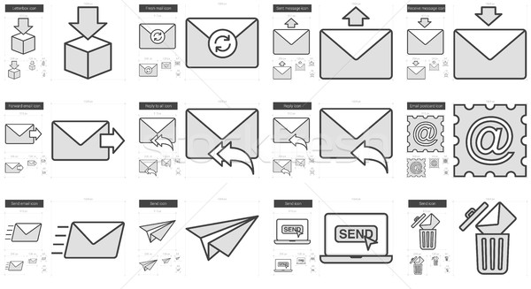 Email line icon set. Stock photo © RAStudio