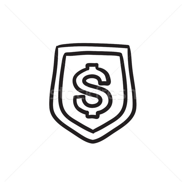 Stockfoto: Schild · dollar · symbool · schets · icon · vector