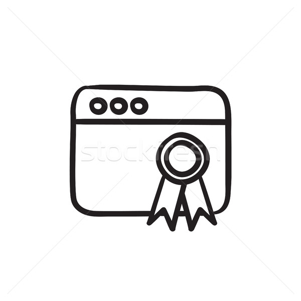 Browser window with winners rosette sketch icon. Stock photo © RAStudio