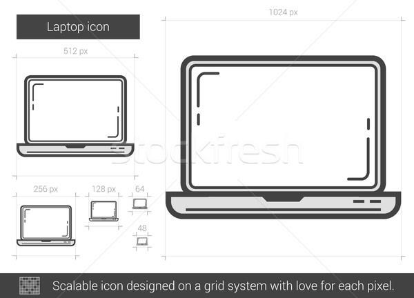 Laptop lijn icon vector geïsoleerd witte Stockfoto © RAStudio