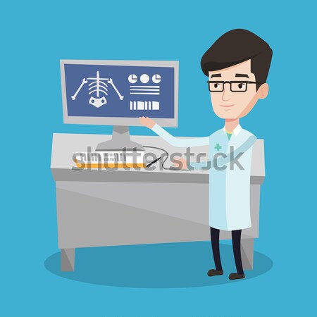Stock photo: Doctor examining radiograph vector illustration.