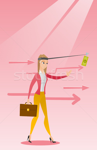 Businesswoman trying to catch money on fishing rod Stock photo © RAStudio