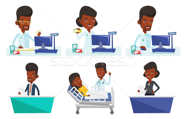 Vector set of doctor and media characters. Stock photo © RAStudio