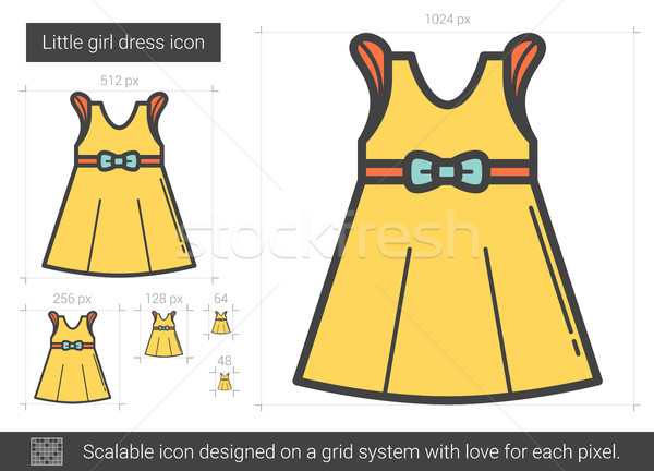 Kleines Mädchen Kleid line Symbol Vektor isoliert Stock foto © RAStudio