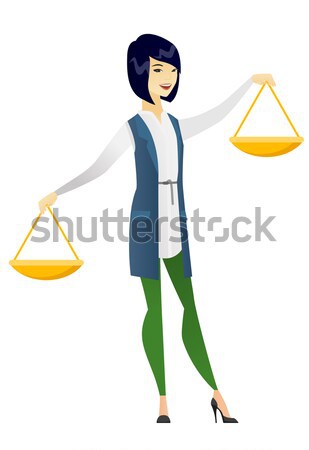 Hindu businessman holding balance scale. Stock photo © RAStudio