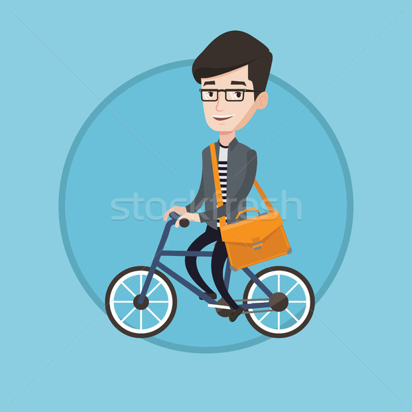 Foto stock: Homem · equitação · bicicleta · moço · trabalhar · ciclista