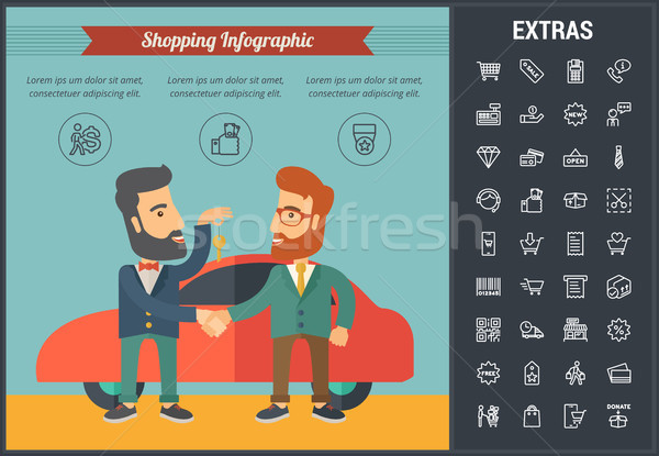 Vásárlás infografika sablon elemek ikonok vonal Stock fotó © RAStudio