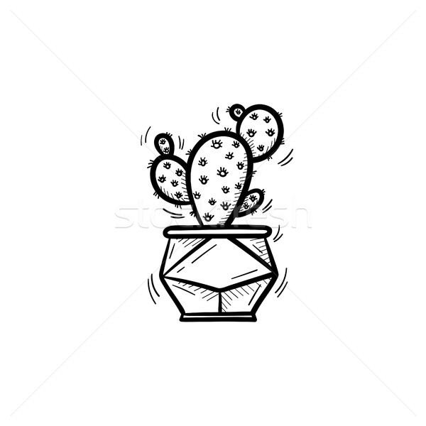 Cactus oală schiţă icoană decorativ Imagine de stoc © RAStudio