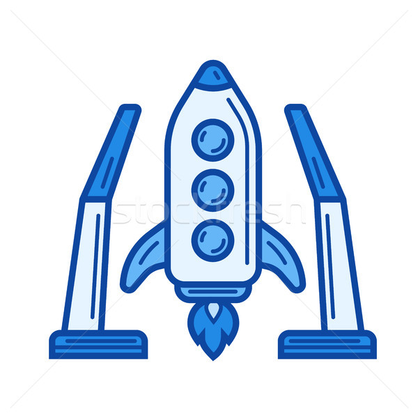 Stock photo: Spaceship launch line icon.