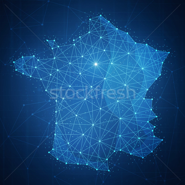 Polygon France map on blockchain hud banner. Stock photo © RAStudio