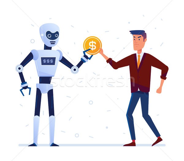 Robot steals money from sad man Stock photo © RAStudio
