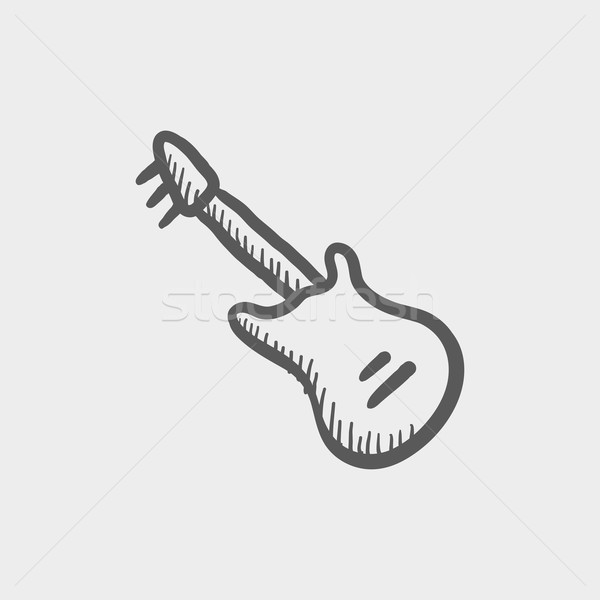 Jahrgang E-Gitarre Skizze Symbol Web mobile Stock foto © RAStudio