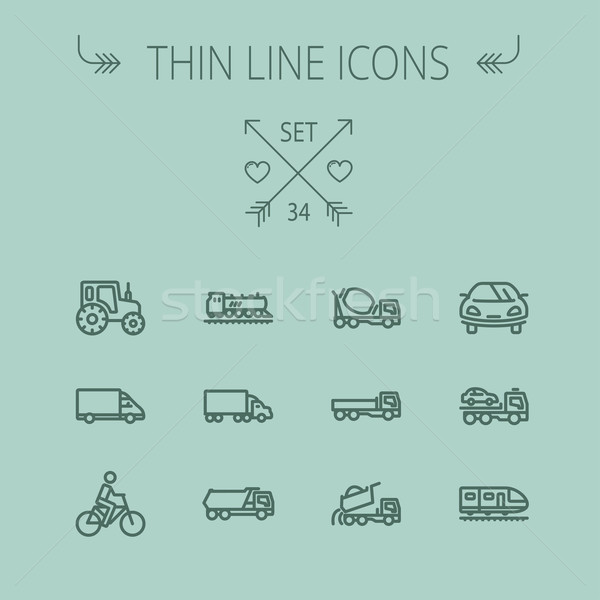 Transportation thin line icon set Stock photo © RAStudio