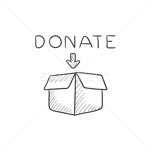 Donatie cutie schiţă icoană vector izolat Imagine de stoc © RAStudio