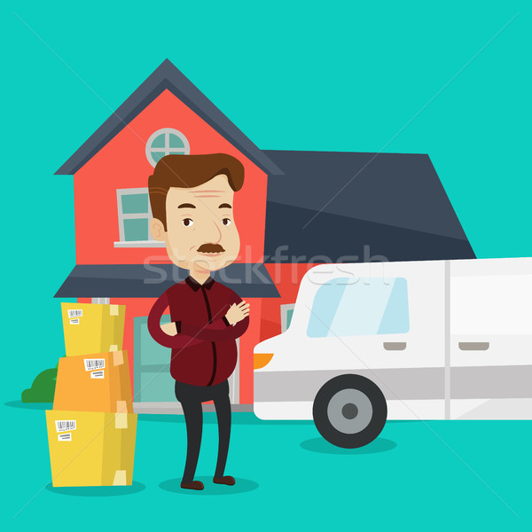 Man moving to house vector illustration. Stock photo © RAStudio