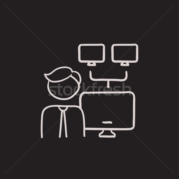 Network administrator sketch icon. Stock photo © RAStudio