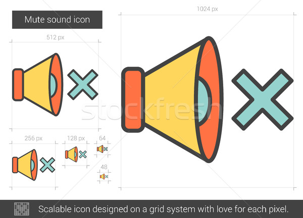 отключение звук линия икона вектора изолированный Сток-фото © RAStudio
