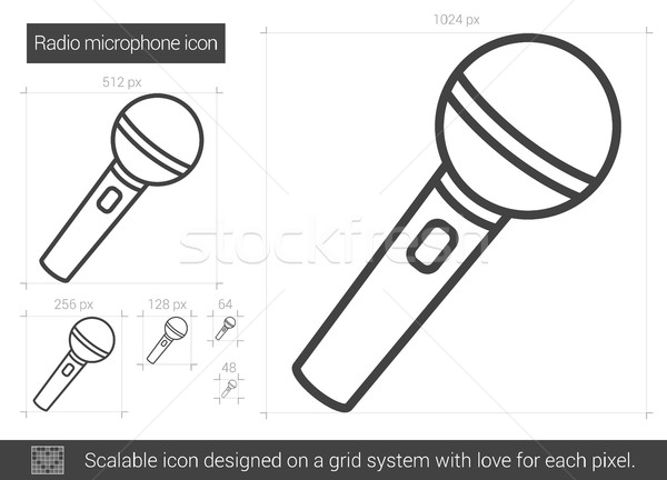 Zdjęcia stock: Radio · mikrofon · line · ikona · wektora · odizolowany