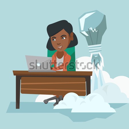 Geslaagd business idee zakenvrouw werken laptop Stockfoto © RAStudio