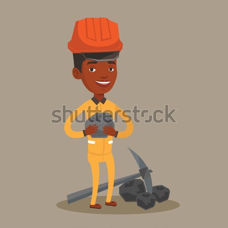 Miner holding coal in hands vector illustration. Stock photo © RAStudio