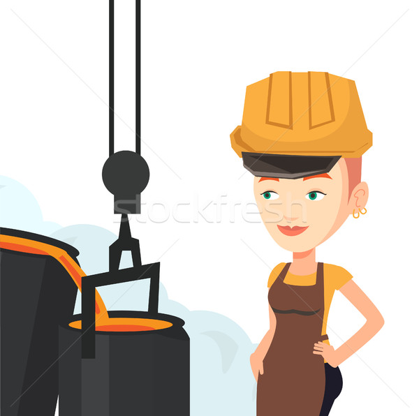 Steelworker in hardhat at work in the foundry. Stock photo © RAStudio