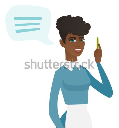 Young caucasian businessman with speech bubble. Stock photo © RAStudio