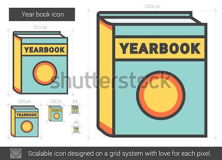 Foto stock: Ano · livro · linha · ícone · vetor · isolado