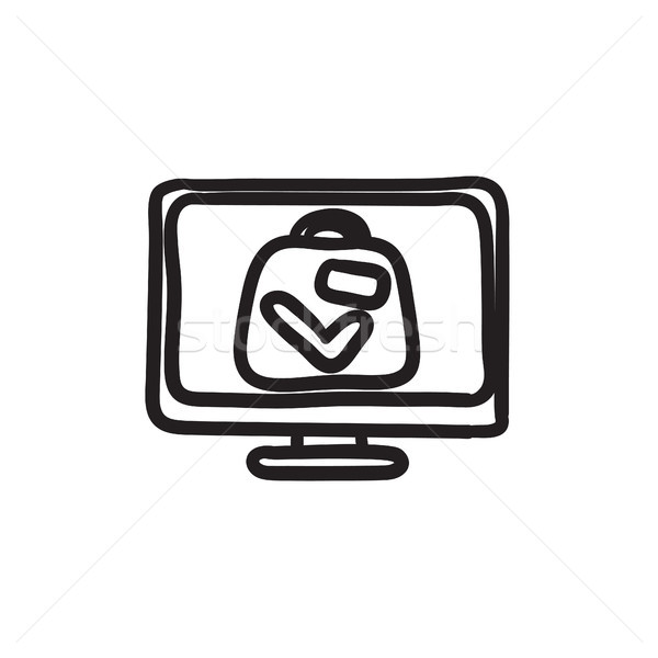 Suitcase at x-ray airport scanner sketch icon. Stock photo © RAStudio