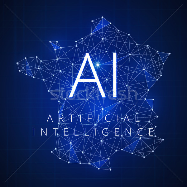 Tecnología inteligencia artificial red futurista polígono Francia Foto stock © RAStudio