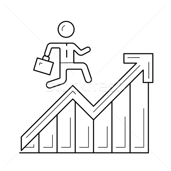 Man running up the career ladder vector line icon. Stock photo © RAStudio