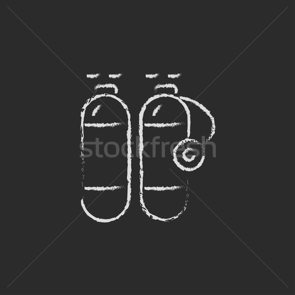 Sauerstoff Tank Symbol gezeichnet Kreide Hand gezeichnet Stock foto © RAStudio