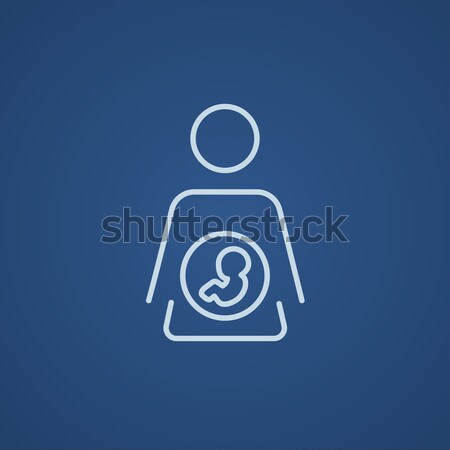 [[stock_photo]]: Bébé · foetus · mère · utérus · ligne · icône