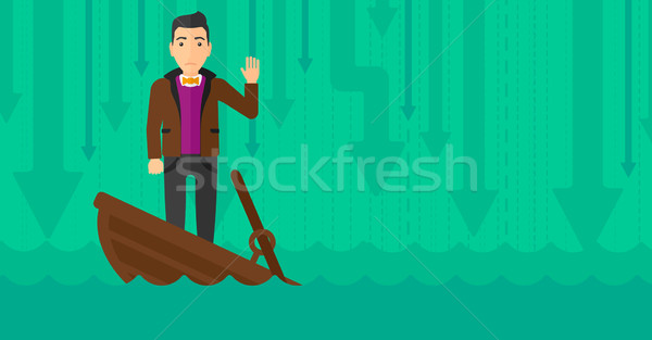 Businessman standing in sinking boat. Stock photo © RAStudio