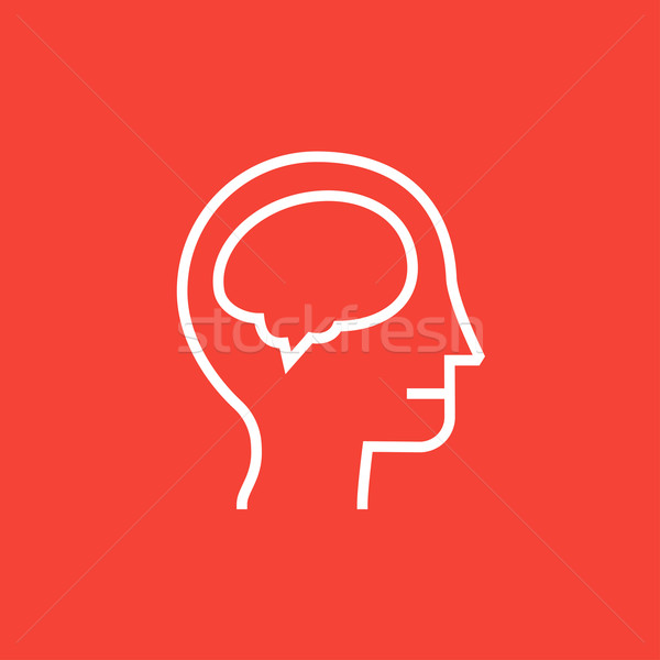 Stock photo: Human head with brain line icon.