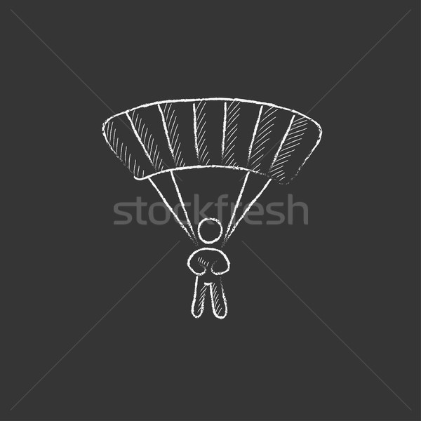 Skydiving. Drawn in chalk icon. Stock photo © RAStudio