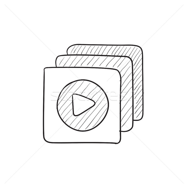 Stock photo: Media player sketch icon.