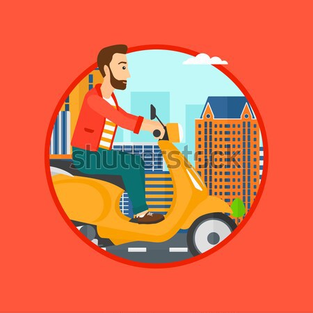 Man riding scooter vector illustration. Stock photo © RAStudio