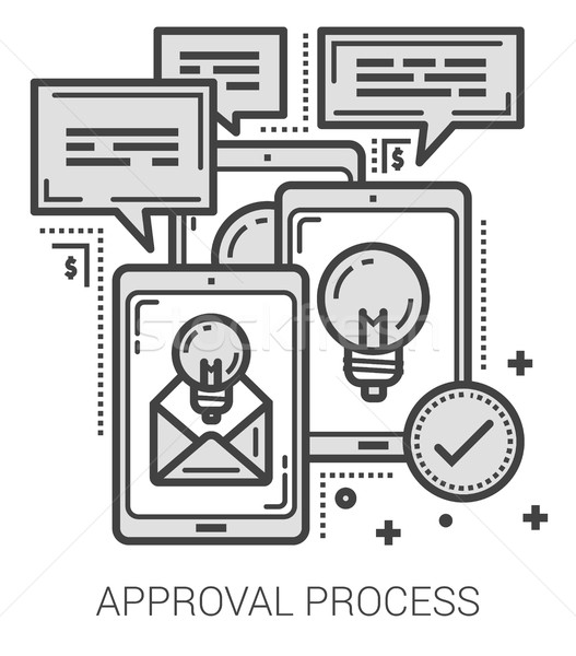 Jóváhagyás folyamat vonal ikonok infografika metafora Stock fotó © RAStudio