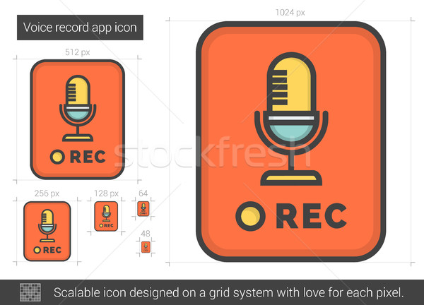 Voix record app ligne icône vecteur Photo stock © RAStudio