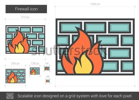 Firewall line Symbol Vektor isoliert weiß Stock foto © RAStudio