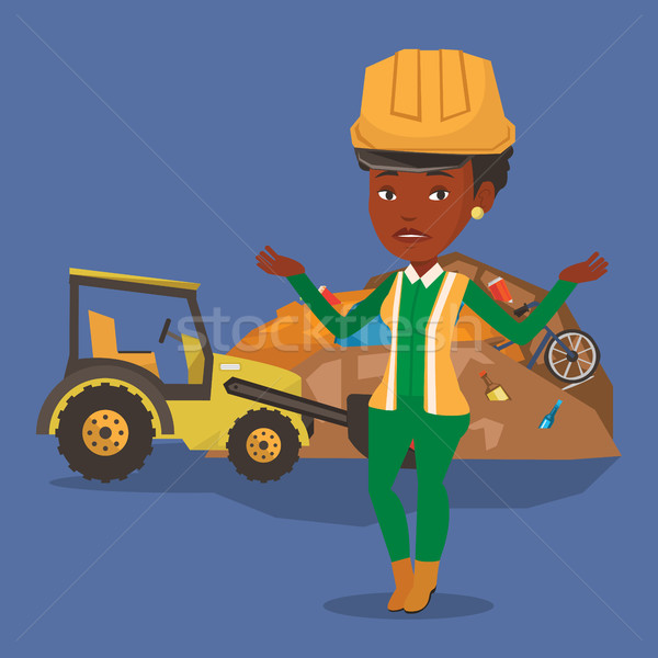 Stockfoto: Werknemer · bulldozer · onzin · permanente · armen · vrouw