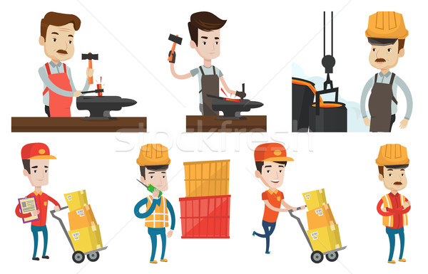 Vector set of industrial workers. Stock photo © RAStudio