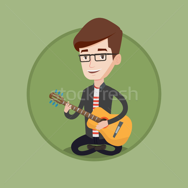 Man playing acoustic guitar vector illustration. Stock photo © RAStudio